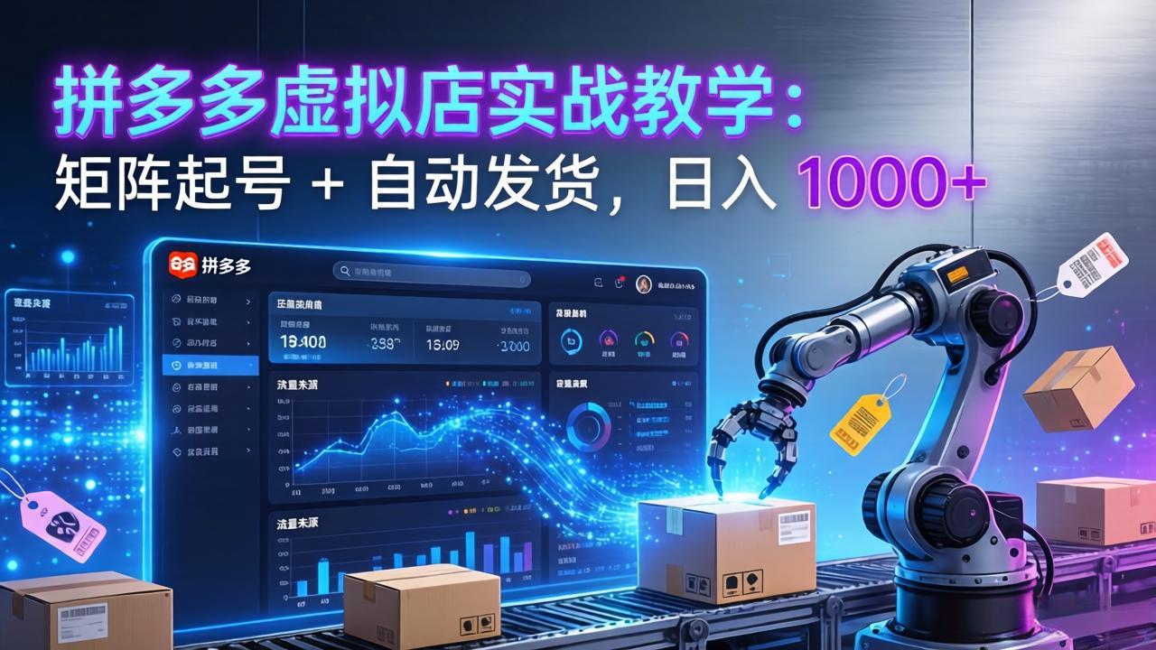拼多多虚拟店实战教学：矩阵起号 + 自动发货，日入 1000+-huitchan网创