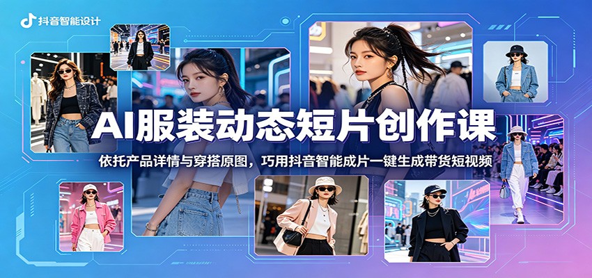 AI服装动态短片创作课：依托产品详情与穿搭原图，巧用抖音智能成片一键生成带货短视频-huitchan网创