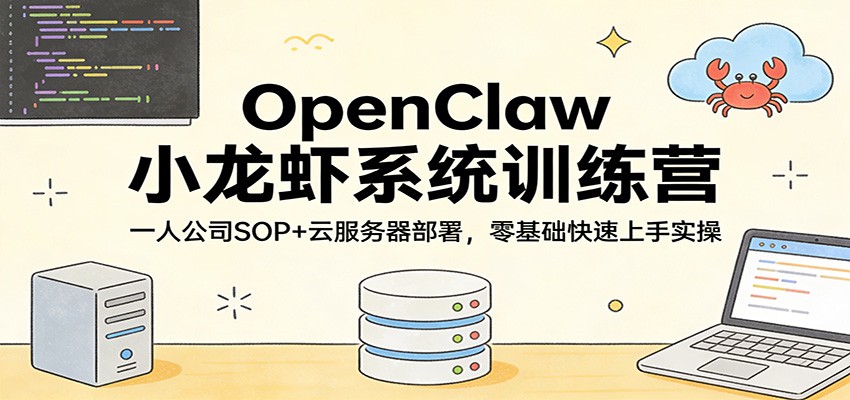 OpenClaw小龙虾系统训练营：一人公司SOP，云服务器部署，零基础快速上手实操-huitchan网创