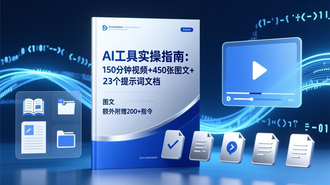 AI工具实操指南：150分钟视频+450张图文+23个提示词文档，额外附赠200+指令-huitchan网创