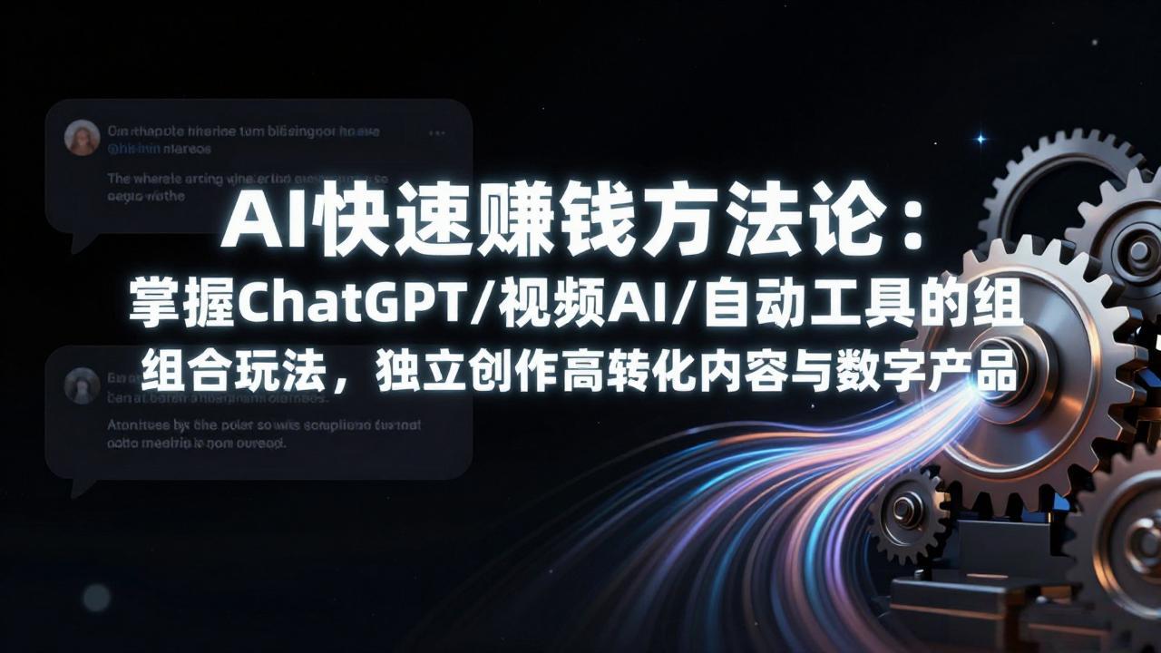 AI快速赚钱方法论：掌握ChatGPT/视频AI/自动化工具的组合玩法，独立创作高转化内容与数字产品-huitchan网创
