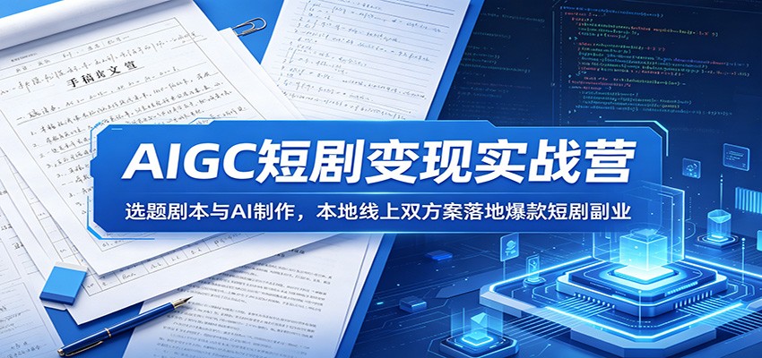 AIGC短剧变现实战营：选题剧本与AI制作，本地线上双方案落地爆款短剧副业-huitchan网创