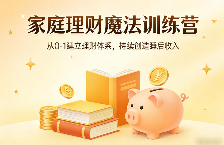 家庭理财魔法训练营，从0-1建立理财体系，持续创造睡后收入-huitchan网创