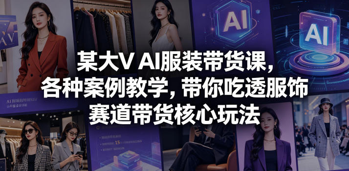 某大V AI服装带货课，各种案例教学，带你吃透服饰赛道带货核心玩法-huitchan网创