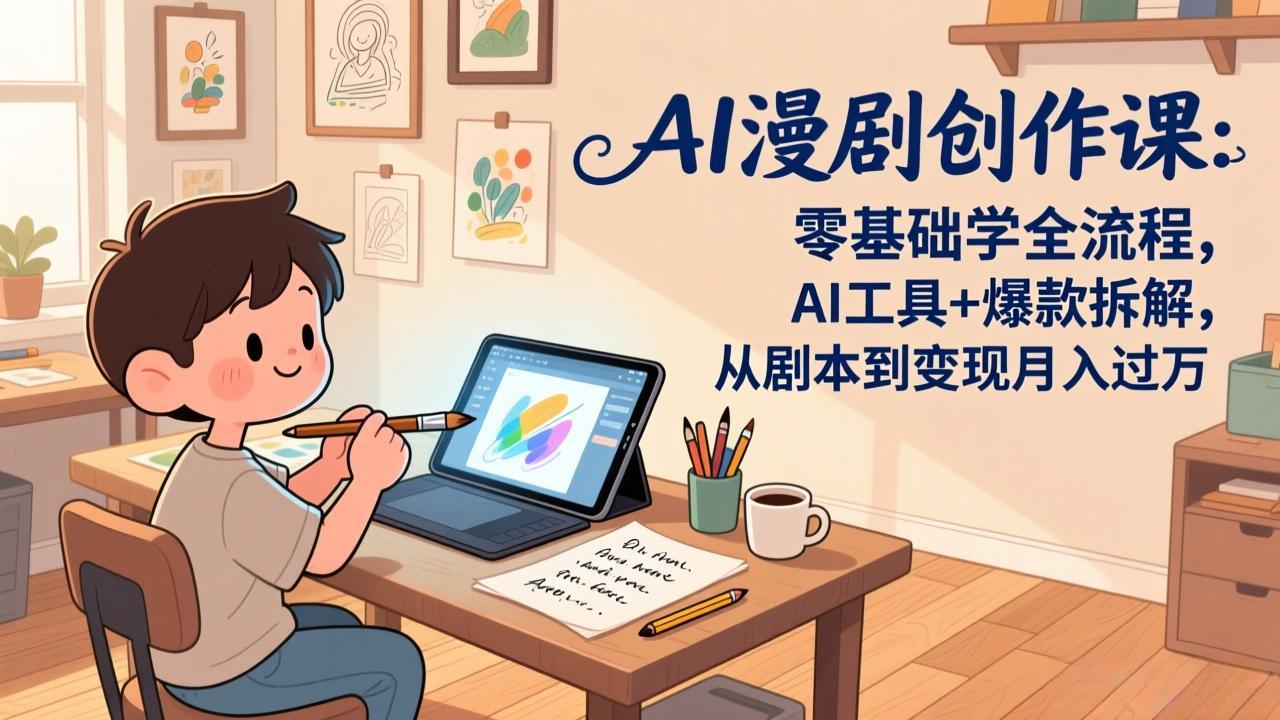 AI漫剧创作课：零基础学全流程，AI工具+爆款拆解，从剧本到变现月入过万-huitchan网创