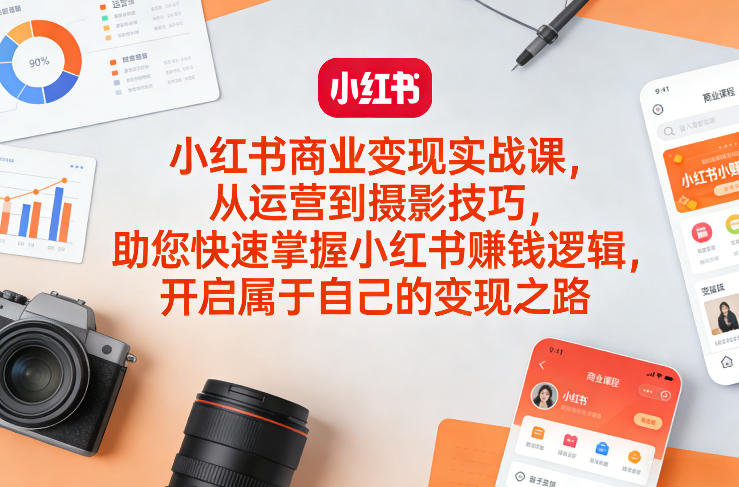 小红书商业变现实战课，从运营到摄影技巧，助您快速掌握小红书賺钱逻辑，开启属于自己的变现之路-huitchan网创