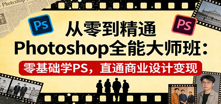 从零到精通Photoshop全能大师班：零基础学PS，直通商业设计变现-huitchan网创