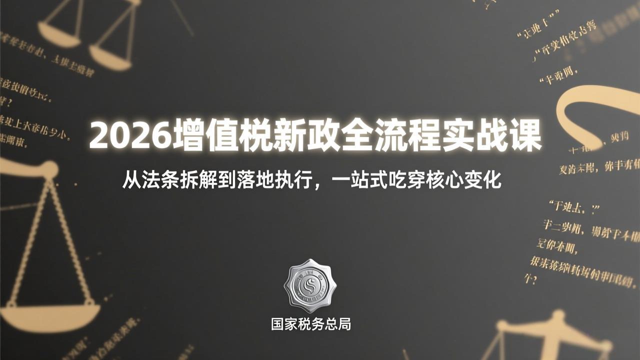 2026增值税新政全流程实战课：从法条拆解到落地执行，一站式吃透核心变化-huitchan网创