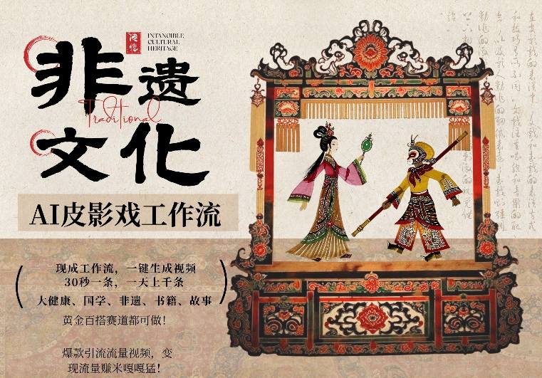 AI一键生成民俗文化非遗皮影戏视频，一刀不剪无需剪辑，30S一条，一天上百条，流量财富嘎嘎猛-huitchan网创