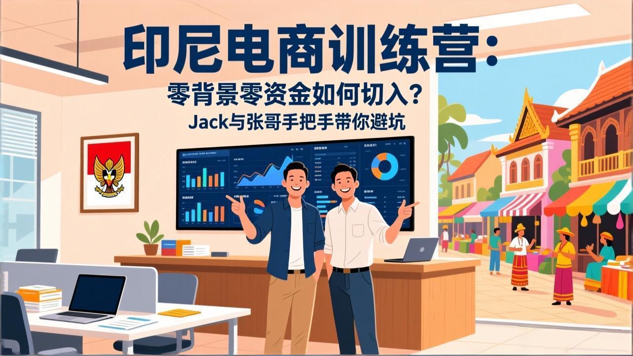 印尼电商训练营：零背景零资金如何切入？Jack与张哥手把手带你避坑-huitchan网创