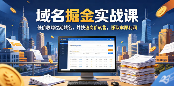 域名交易掘金实战课，低价收购过期域名，并快速高价转售，賺取丰厚利润【原创双语字幕】-huitchan网创