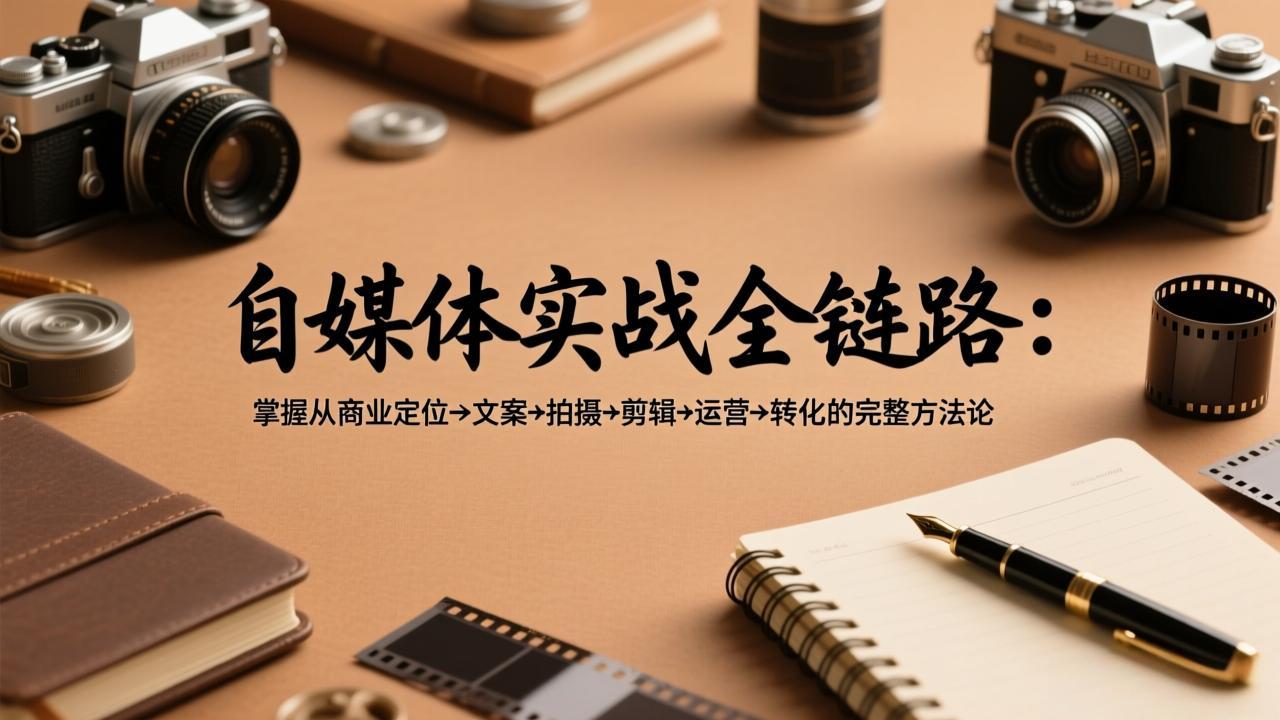 自媒体实战全链路：掌握从商业定位→文案→拍摄→剪辑→运营→转化的完整方法论-huitchan网创