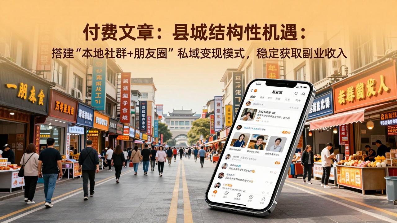 付费文章：县城结构性机遇：搭建“本地社群+朋友圈”私域变现模式，稳定获取副业收入-huitchan网创