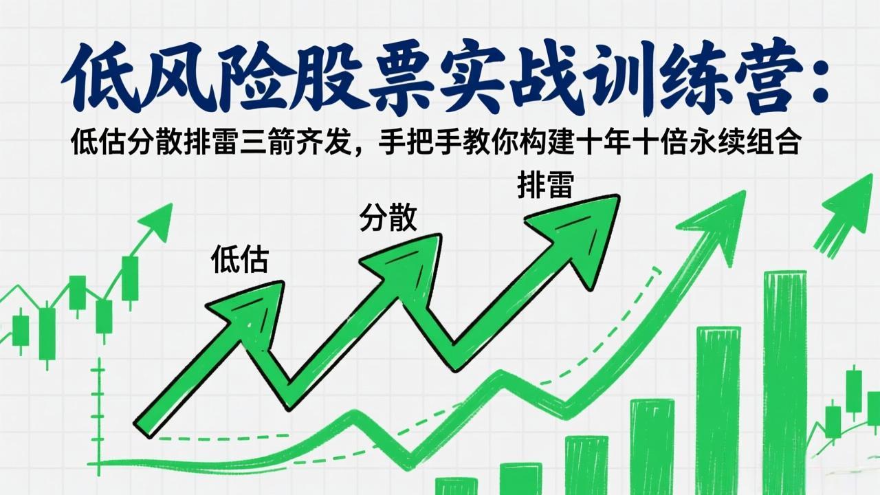 低风险股票实战训练营：低估分散排雷三箭齐发，手把手教你构建十年十倍永续组合-huitchan网创