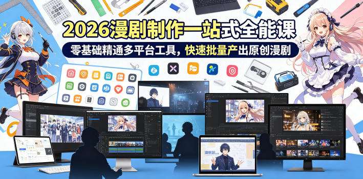 2026 AI漫剧制作一站式全能课，零基础精通多平台工具，快速批量产出原创漫剧-huitchan网创