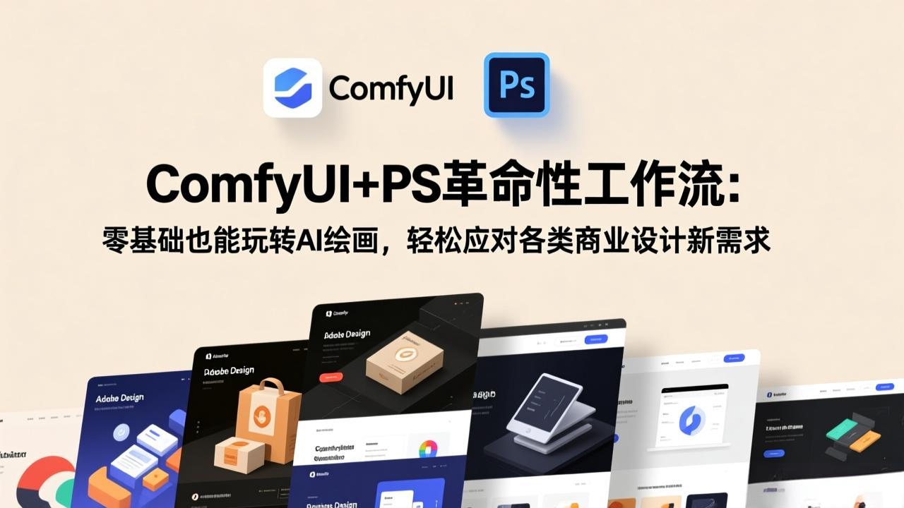 ComfyUI+PS革命性工作流：零基础也能玩转AI绘画，轻松应对各类商业设计新需求-huitchan网创