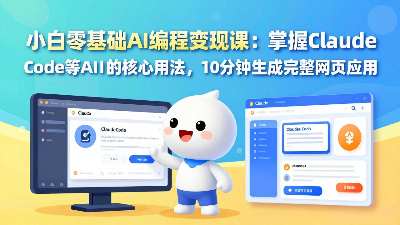 小白零基础AI编程变现课：掌握Claude Code等AI工具的核心用法，10分钟生成完整网页应用-huitchan网创