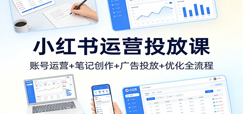 小红书运营投放课：账号运营+笔记创作+广告投放+优化全流程-huitchan网创