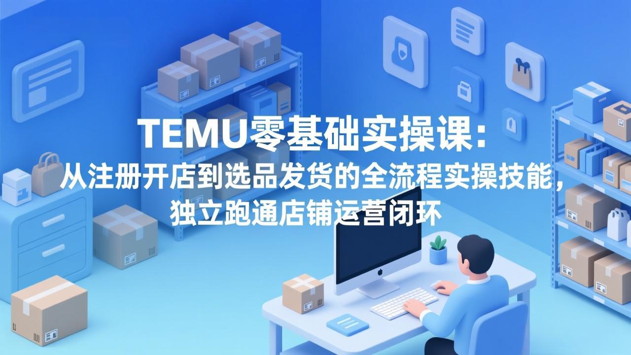 TEMU零基础实操课：从注册开店到选品发货的全流程实操技能，独立跑通店铺运营闭环-huitchan网创