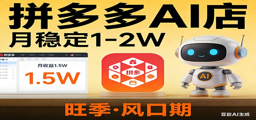开一家拼多多AI店，月稳定1-2W，目前旺季，风口期！-huitchan网创