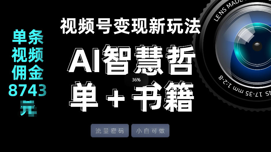 视频号流量密码，变现新玩法-AI智慧哲单＋书单，单条视频佣金8743米-huitchan网创
