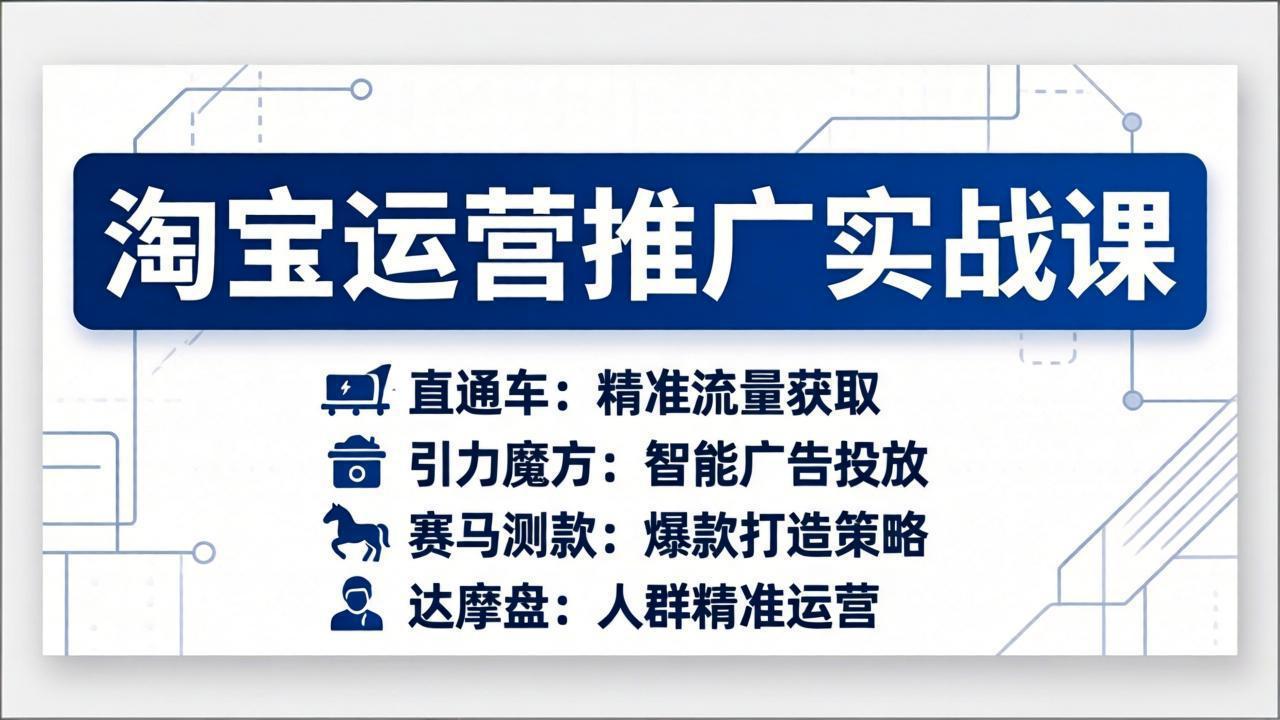 淘宝运营推广实战课，直通车+引力魔方+赛马测款+达摩盘人群推广等(更新26年3月-huitchan网创