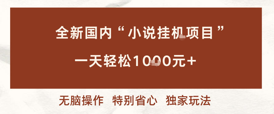 全新国内小说挂G项目，多窗口无脑跑，一天轻松1k+，特别省心【揭秘】-huitchan网创