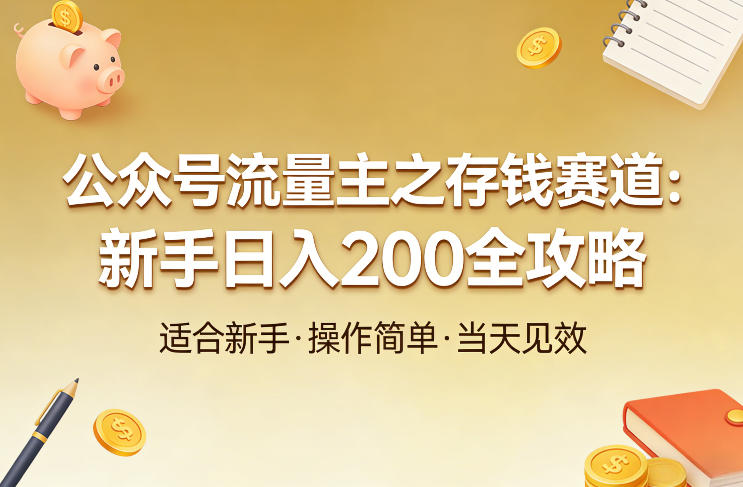 公众号流量主之存钱赛道，贴合当下需求，适合新手，一天收益2张-huitchan网创