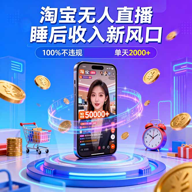 淘宝无人直播，不违规不封号，直播100小时卖了5万，年底旺季！-huitchan网创