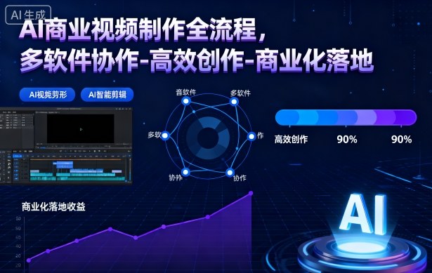 AI商业视频制作全流程2期，多软件协作-高效创作-商业化落地(更新)-huitchan网创