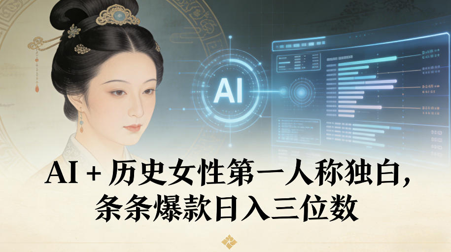 AI+历史女性第一人称独白，条条爆款日入三位数-huitchan网创