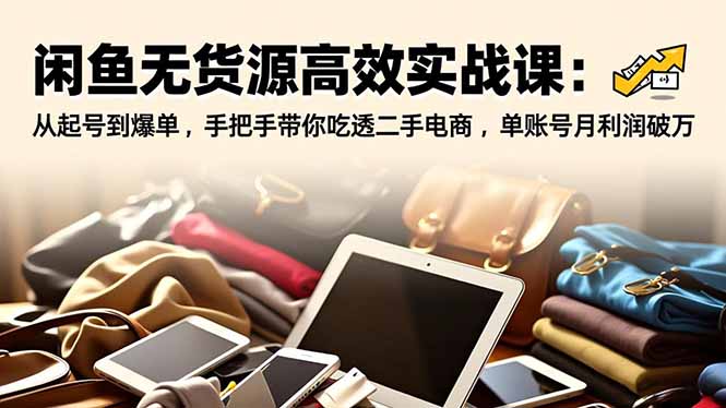 闲鱼无货源高效实战课：从起号到爆单，手把手带你吃透二手电商，单账号月利润破万-huitchan网创