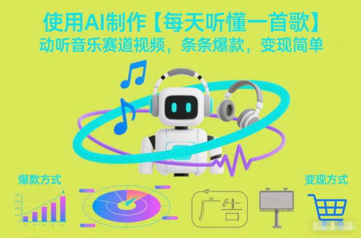 使用AI制作【每天听懂一首歌】动听音乐赛道视频，条条爆款，变现简单-huitchan网创