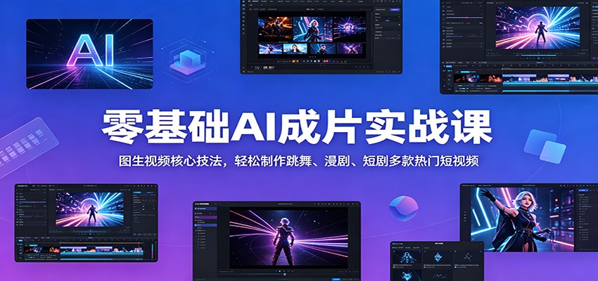 零基础AI成片实战课：图生视频核心技法，轻松制作跳舞、漫剧、短剧多款热门短视频-huitchan网创
