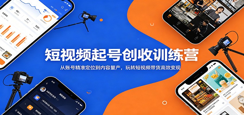 短视频起号创收训练营：从账号精准定位到内容量产，玩转短视频带货高效变现-huitchan网创