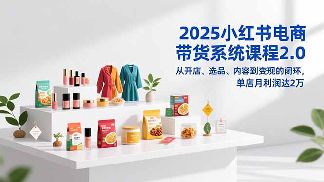 2025小红书电商带货系统课程2.0，从开店、选品、内容到变现的闭环，单店月利润达2万-huitchan网创