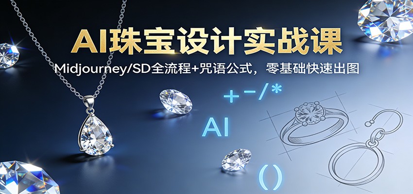AI珠宝设计实战课：Midjourney/SD全流程+咒语公式，零基础快速出图-huitchan网创