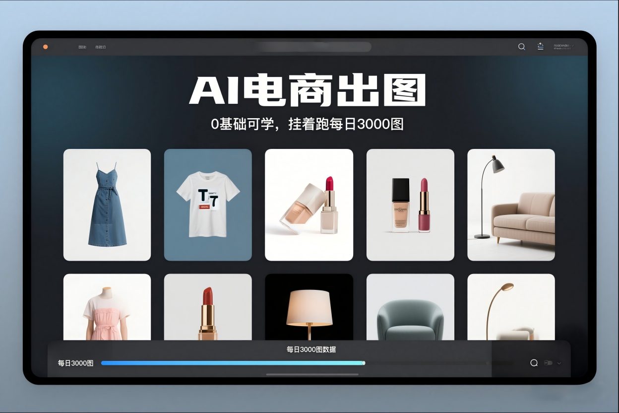 AI电商出图，0基础可学，挂着跑每日3000图-huitchan网创