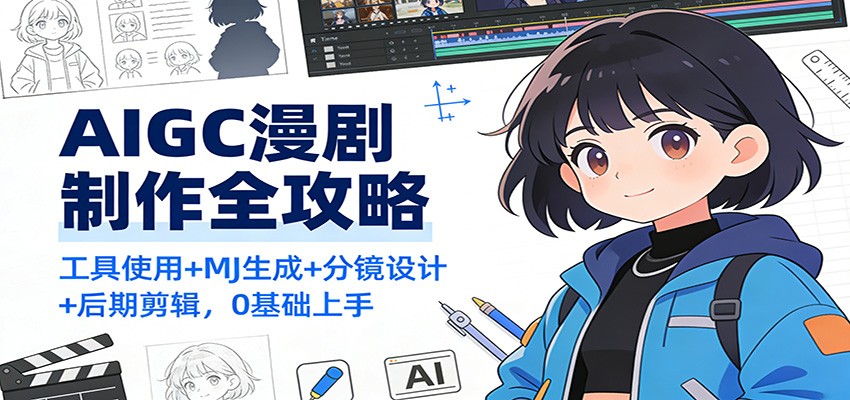 AIGC漫剧制作全攻略：工具使用+MJ生成+分镜设计+后期剪辑，0基础上手-huitchan网创