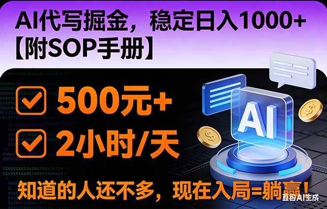 2026风口项目,AI代写掘金，稳定日入1000+，掌握核心技能【附SOP手册】-huitchan网创