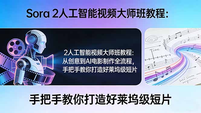 Sora 2人工智能视频大师班教程：从创意到AI电影制作全流程，手把手教你打造好莱坞级短片-huitchan网创