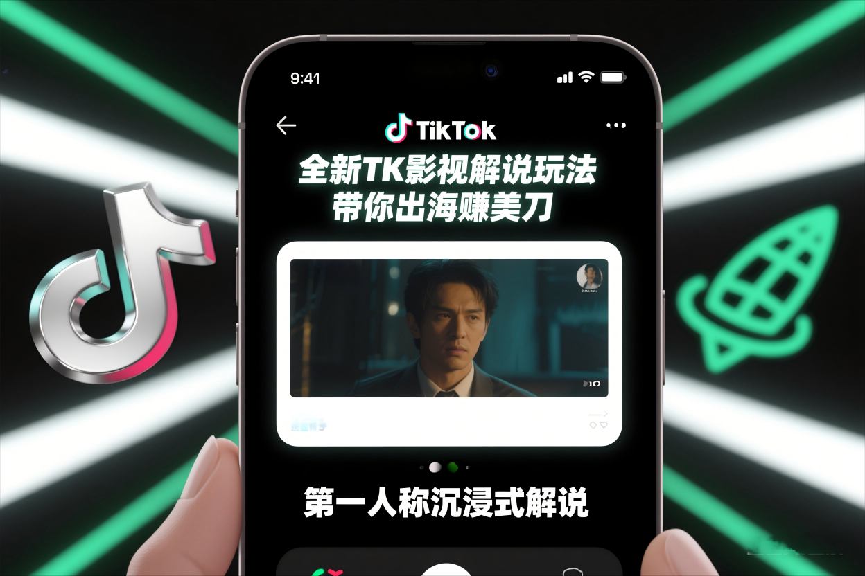TikTok第一人称影视解说教学，全新TK影视解说玩法，带你出海賺美刀-huitchan网创