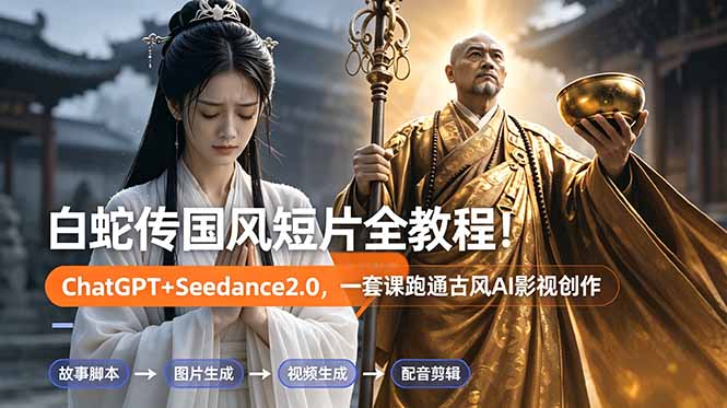 白蛇传-国风短片全教程！ChatGPT+Seedance2.0，一套课跑通古风AI影视创作-huitchan网创