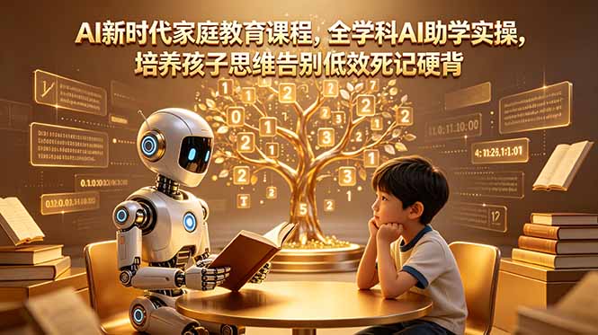 AI新时代家庭教育课程,全学科AI助学实操,培养孩子思维告别低效死记硬背-huitchan网创