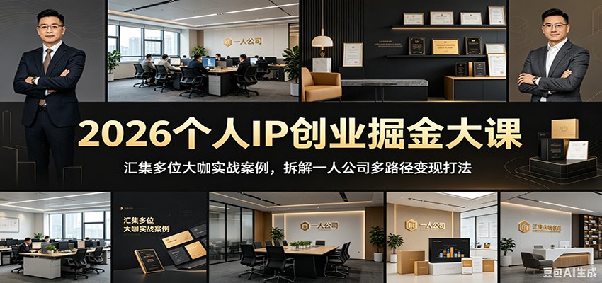 2026个人IP创业掘金大课：汇集多位大咖实战案例，拆解一人公司多路径变现打法-huitchan网创
