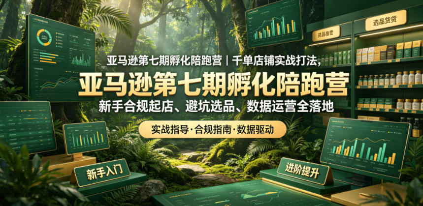 亚马逊第七期孵化陪跑营｜千单店铺实战打法，新手合规起店、避坑选品、数据运营全落地-huitchan网创