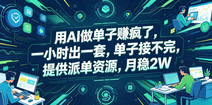 用AI做单子賺疯了，一小时出一套，单子接不完，提供派单资源，月稳2W【揭秘】-huitchan网创