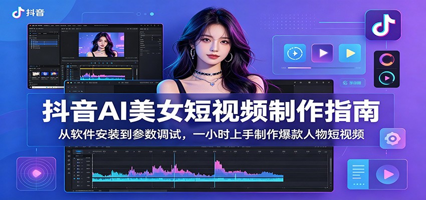 抖音AI美女短视频制作指南：从软件安装到参数调试，一小时上手制作爆款人物短视频-huitchan网创
