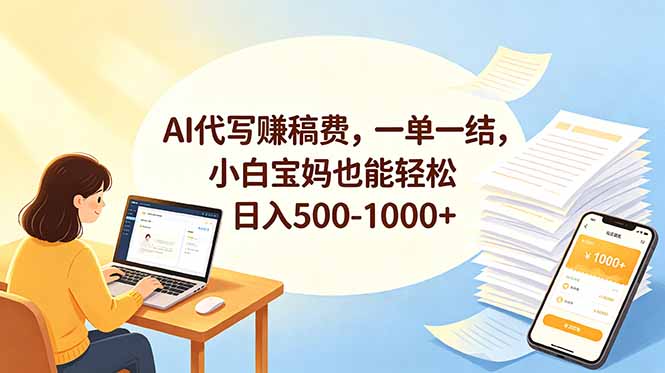 AI代写赚稿费，一单一结，小白宝妈也能轻松日入500-1000+-huitchan网创