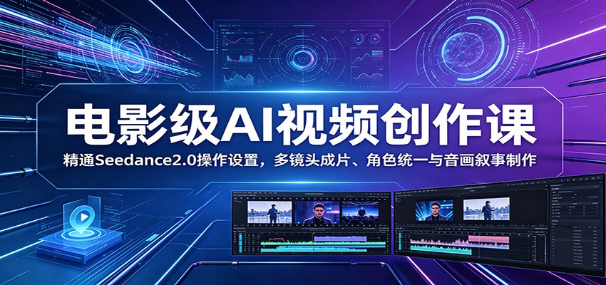 电影级AI视频创作课：精通Seedance2.0操作设置，多镜头成片、角色统一与音画叙事制作-huitchan网创